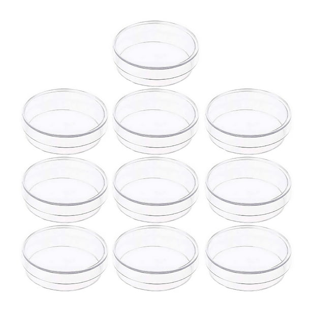 10 placas de Petri de tejido celular vegetal de laboratorio con tapa. Equipo de laboratorio.