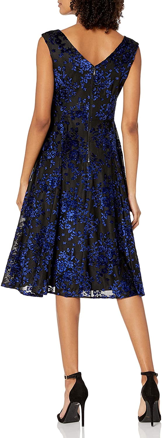 royal blue and black dress