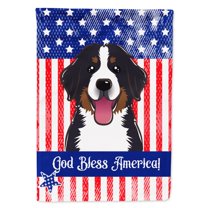 Carolines Treasures BB2167CHF God Bless American Flag with Bernese Mountain Dog Canvas House Flag
