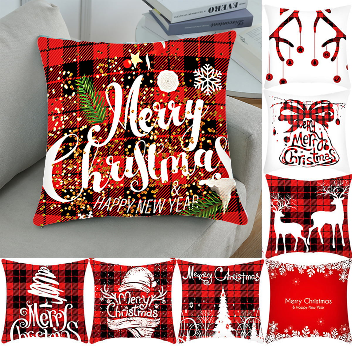 18 x 18 Inch Winter Holiday Party Cushion Case Decoration for Sofa Couch AVOIN colorlife Christmas Believe Throw Pillow Cover 