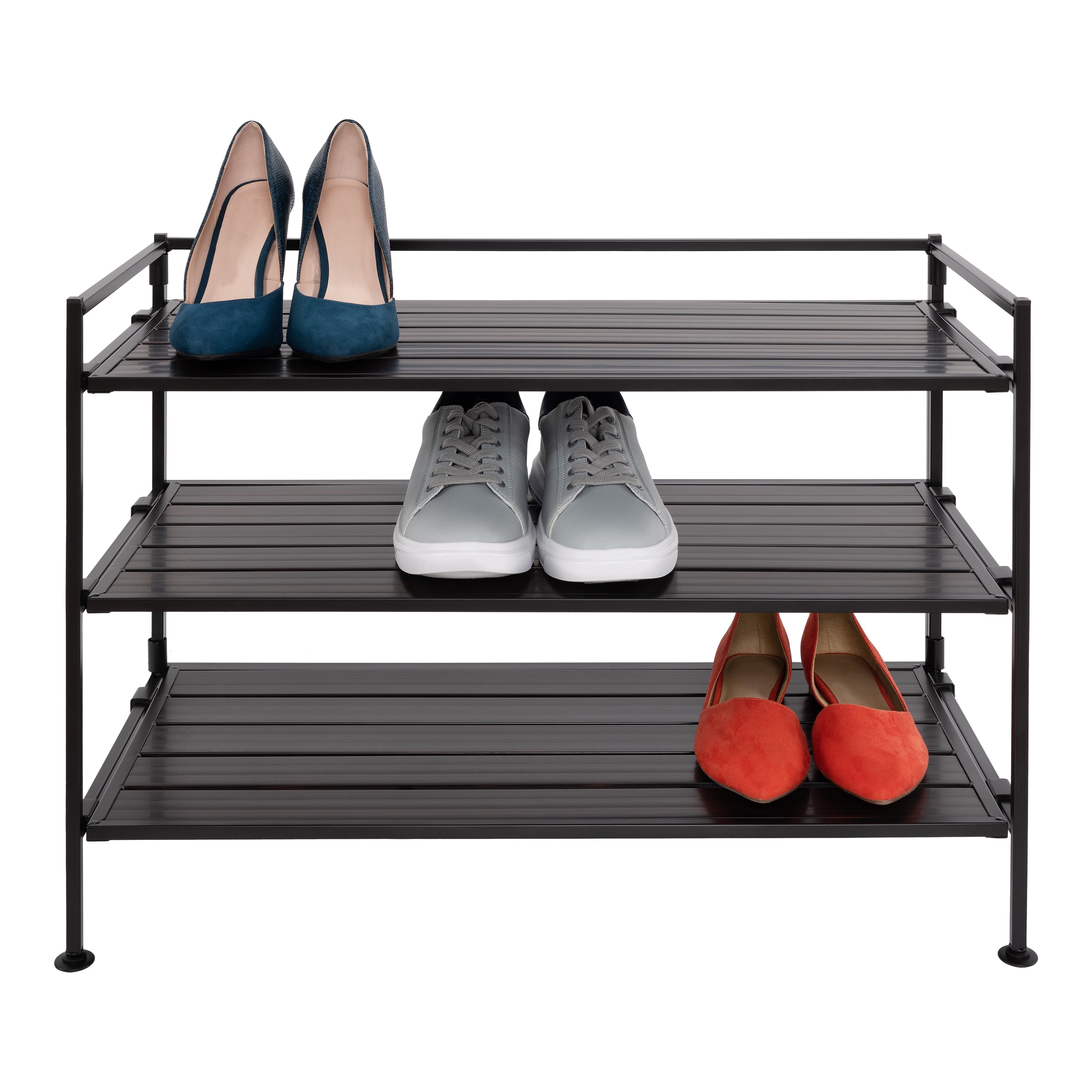 Seville Classics 3 Tier Resin-Wood Shoe Rack