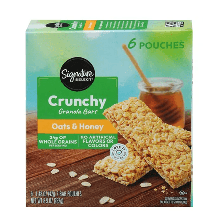 Signature S Granola Bars Crunchy Oats Honey 6 Count 1.48 oz