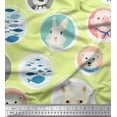 thumbnail image 1 of Soimoi Moss Georgette Fabric Circle,Fish & Cute Animals Patchwork Fabric Prints by Yard 42 Inch Wide, 1 of 3