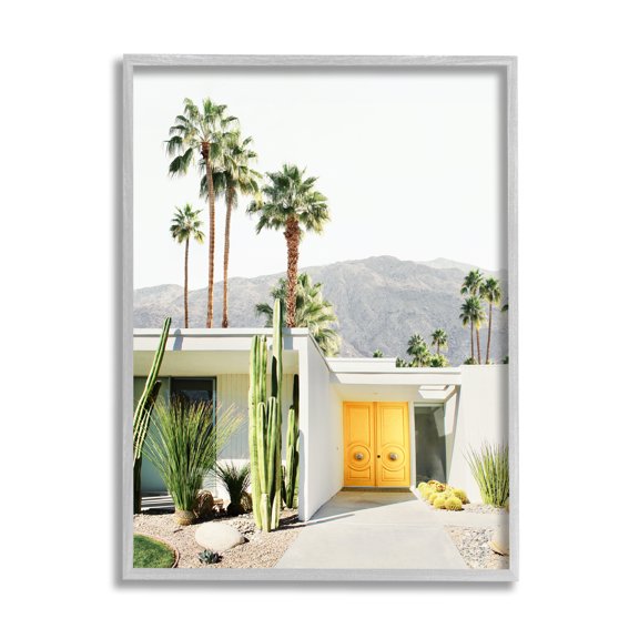 Stupell Industries Palm Springs House Photography Botanical & Floral Photography Gray Framed Art Print Wall Art, 24 x 30