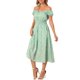 thumbnail image 4 of Vestido largo con cuello cuadrado y cintura elástica de flores para mujer Inspire Chic S Verde, 4 of 6