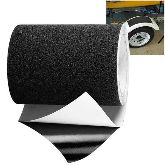 16.4Ft x 6In Black Marine Non-Skid Tape, Waterproof Self-Adhesive Anti-Slip Tape for Boat, Trailer, Fenders and Steps