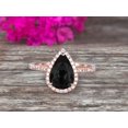 thumbnail image 1 of 1.75 Carat Pear Shaped Black Diamond Moissanite Engagement Ring On 10k Rose Gold Halo Teardrop Design Anniversary Gift Personalized for Brides, 1 of 5