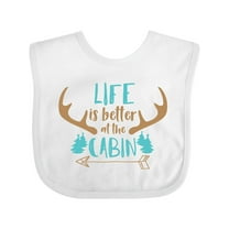 Inktastic Life is Better at the Cabin, Deer Antlers, Camping Boys or Girls Baby Bib