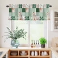 thumbnail image 5 of 3 Piece Kitchen Curtains and Valances Set Boho Spring Floral Cafe Curtains 24 Inch Length Retro Flowers Plants Patchwork Grid Green Valance & Tier Curtain for Living Room Bedroom 54"x18"+27"x24"*2, 5 of 6