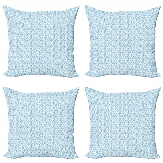 Ambesonne Feather Throw Pillow Cover 4 Pack, Oriental Feathers Scattered, 18", Deep Sky Blue Sky Blue