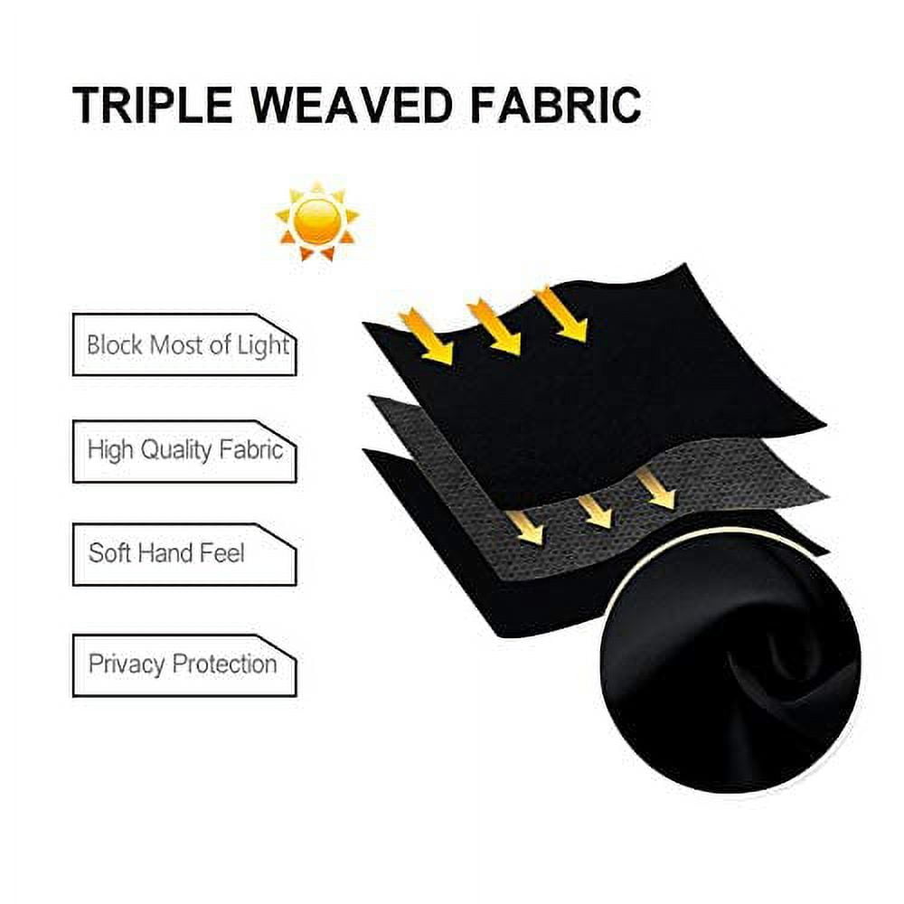 DWCN Black Blackout Curtains for Bedroom Sewn with Tiebacks - Thermal Insulated Light Blocking Grommet Window Curtains for Living Room, 42 x 63 inch Length, Set of 2 Drape Panels