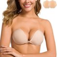 thumbnail image 4 of Vestido Sujetador adhesivo para mujer Sujetador invisible reutilizable Sexy sin tirantes con cubre pezones Desnudo Kuymtek Tez A Granel Beige A para Mujer, 4 of 7
