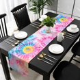 thumbnail image 5 of Colorful Table Runner Cotton Linen 48 Inch Holiday Dresser Scarves, Ethnic Modern Abstract Geometric Watercolor Tablerunner for Kitchen Coffee Dining Bedroom Living Room Dinner Scarf Décor 13''x48'', 5 of 9