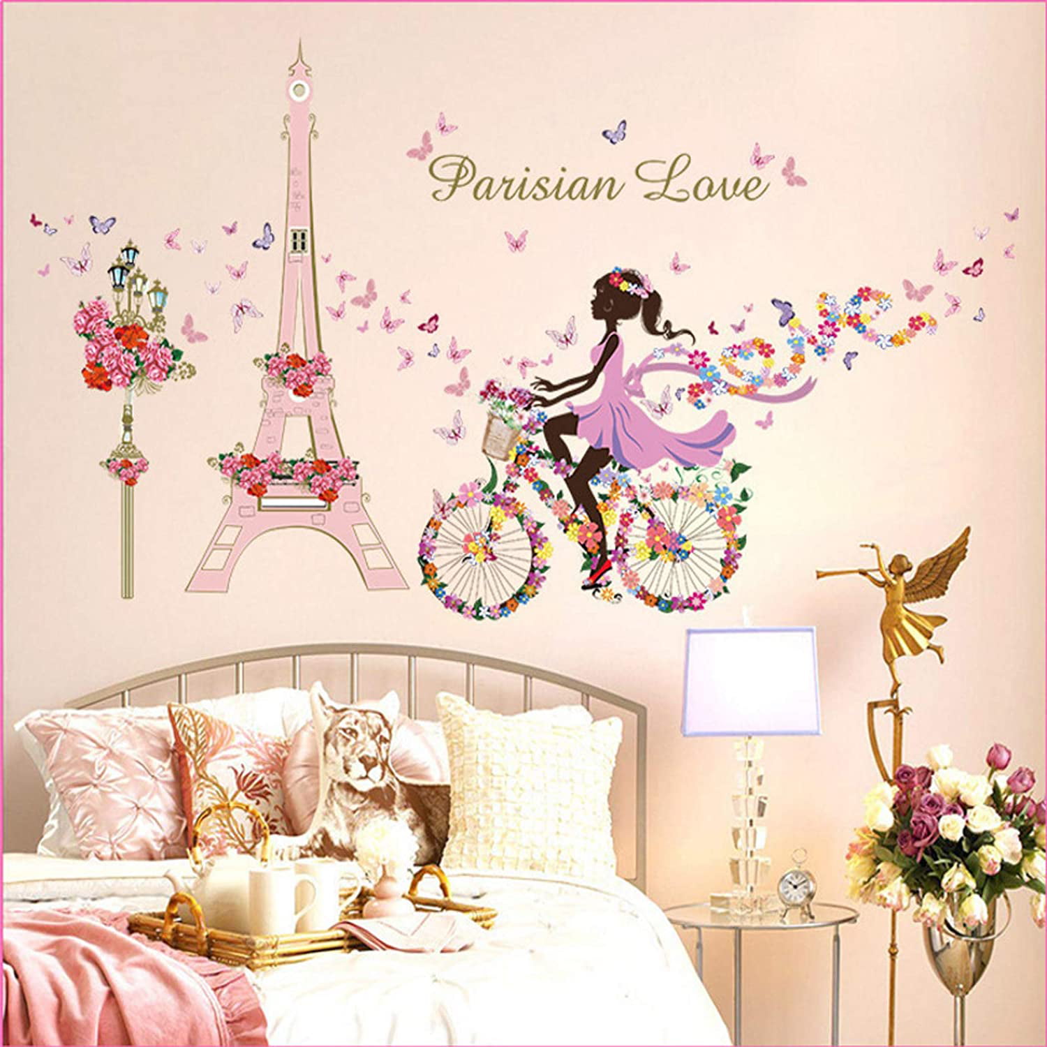 Flower Fairy Butterfly Flower Wall Decals for Girls Bedroom