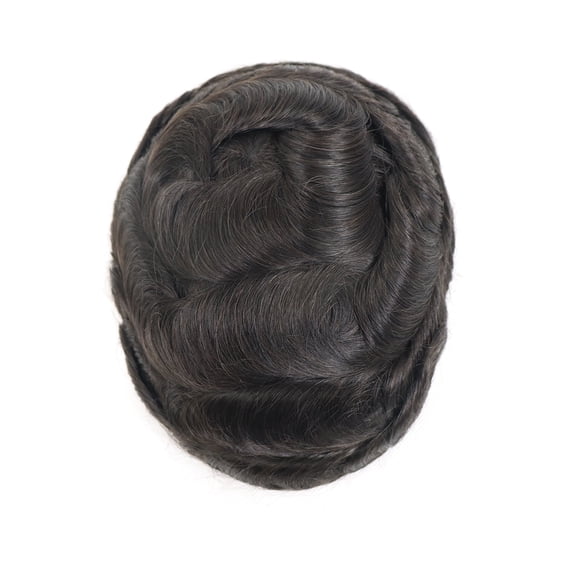 HAPPY&CC Thin Skin Toupee for Men  Natural Look  Replacement System Thin Skin Base Comfortable Fit, v-loop knots real human hair 8x10 Inch Bases Cap Hair Piece