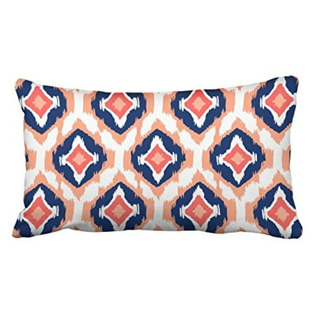 Navy And Coral Decor WinHome Decorative Decorative Modern peach navy coral Ikat Tribal Pattern Throw Pillow Covers Size 20x30 inches Two Side ()