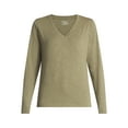 thumbnail image 5 of Time and Tru Women's Slub V-Neck Tee with Long Sleeves, Sizes XS-XXXL, 5 of 5