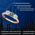 thumbnail image 2 of Gem Stone King 18K Rose Gold Plated Silver Blue Moissanite and White Topaz Engagement Ring for Women | 1.70 Cttw | Round 5MM | Gemstone Birthstone | Size 9, 2 of 6