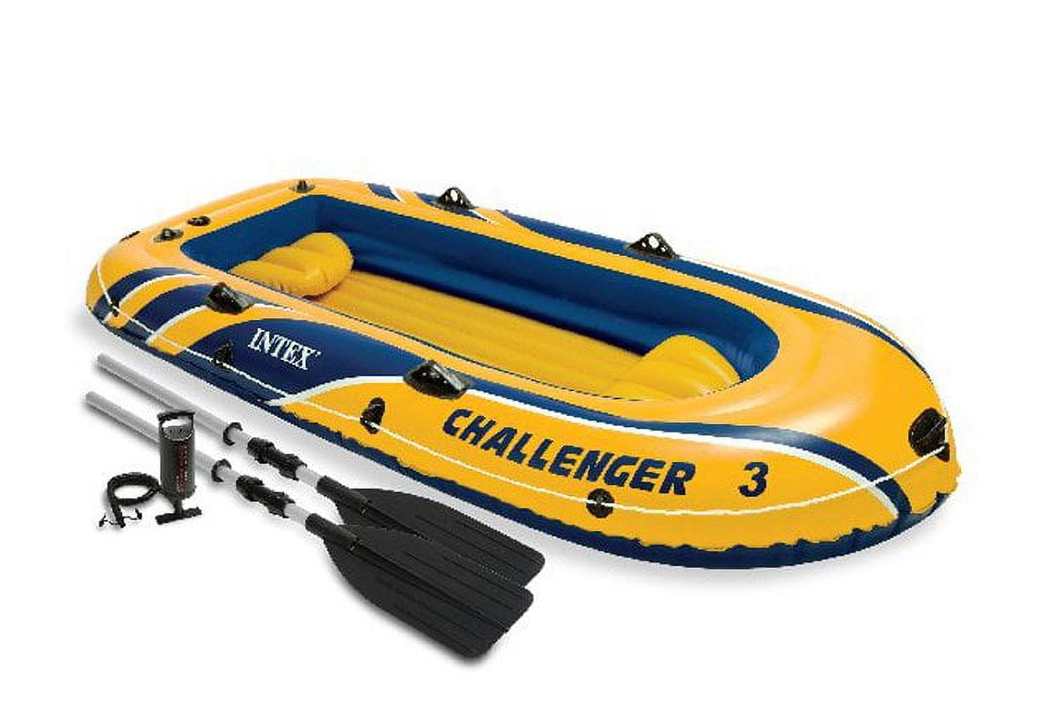 Intex Challenger 3 Inflatable Boat Set with Pump and Oars, 2 Pack | 2 x 68370EP