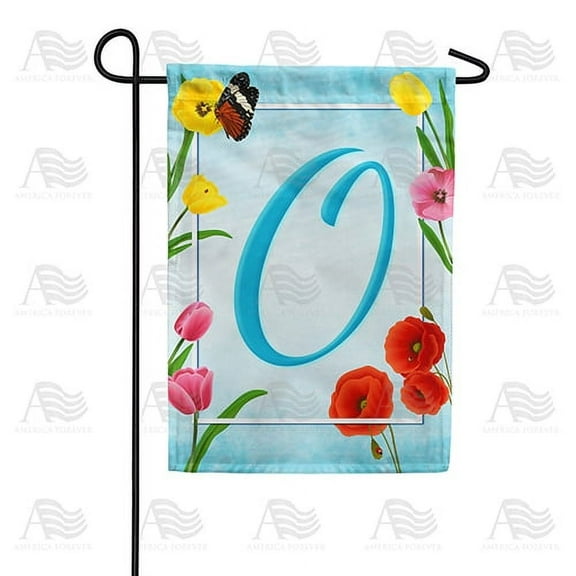 America Forever Spring Monogram Garden Flag Letter O 12.5 x 18 inches Double Sided Vertical Outdoor, Yard, Lawn, Beautiful Summer Spring Flowers, Tulip, Ladybug, Bees Garden Flag