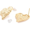 thumbnail image 2 of 1 juego de pendientes de latón con forma de corazón para cartílago, chapados en oro auténtico de 18 quilates., 2 of 2