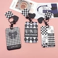 thumbnail image 2 of Lovely Office School Name Tags Keychain Straps Bank Credit Card Black and white grid Checkerboard Card Holder Badge Holder Bus Card Case Pass Card Bag 07, 2 of 8