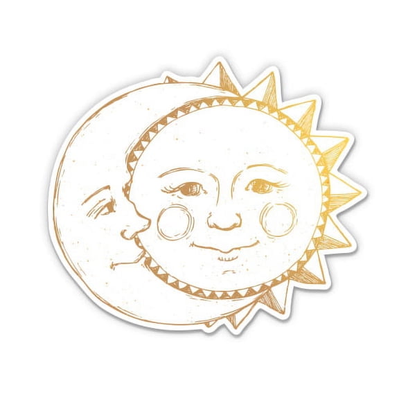 Sun and Moon Celestial - 3" Vinyl Sticker - For Car Laptop Water Bottle Phone - Waterproof Decal