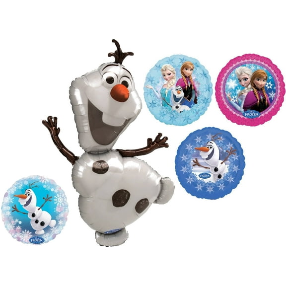 Anagram Frozen Olaf Elsa and Anna Birthday Party Supplies 5pc Balloon Decorations