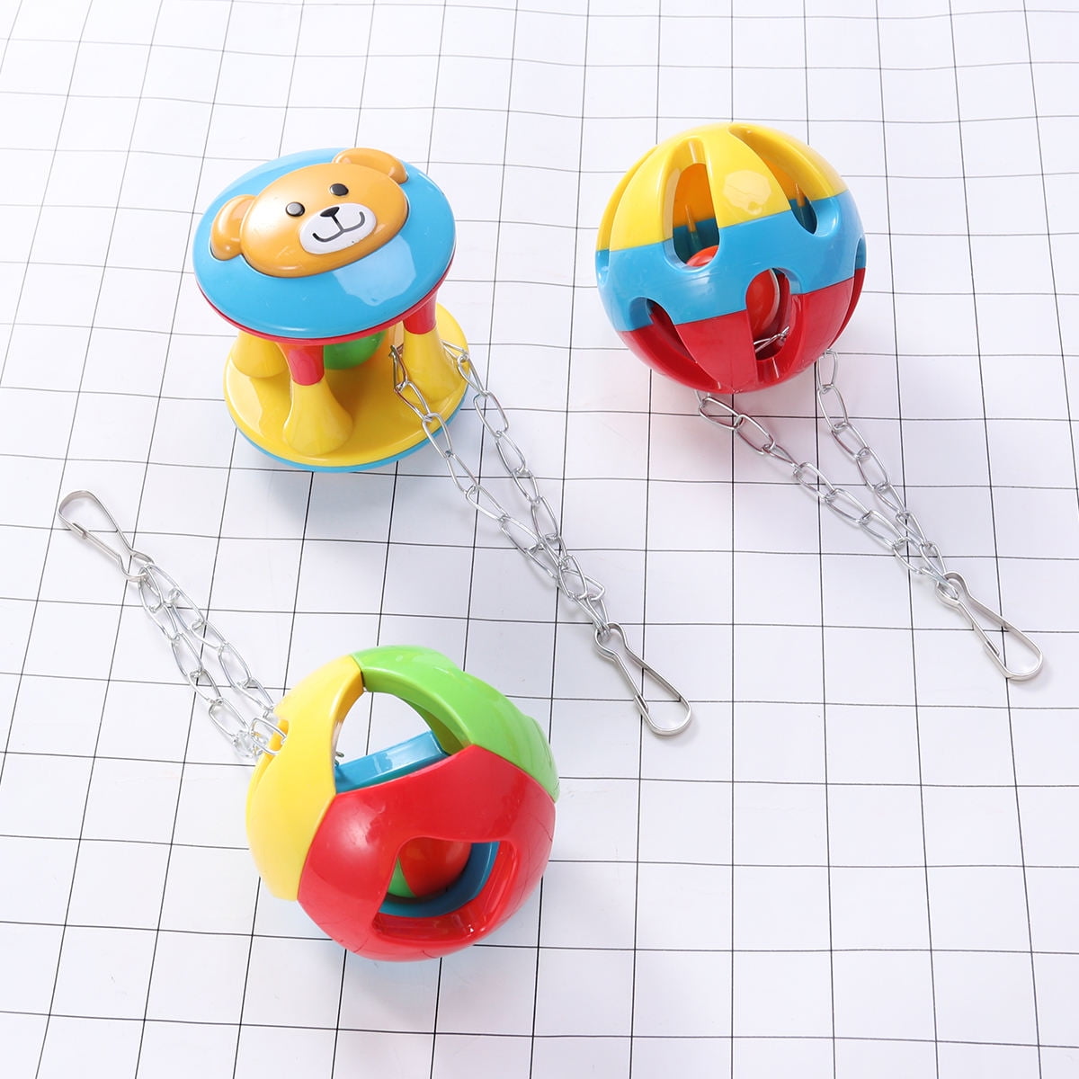 RENACLIPY 3-Pack Parakeet Bird Toys for Cockatiels and Small Birds, Assorted Colors, Cage Exercise and Interactive Fun