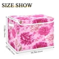 thumbnail image 3 of Storage Box With Lid 16.5x12.6x11.8In Lidded Home Storage Bins Foldable Stacked Household Storage Box Soft Pink Background Floral, 3 of 7