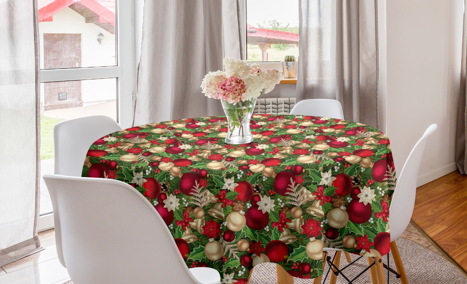 Round Dining Table Cloth Cover Topper Floral Tablecloth Wedding Party 180cm 