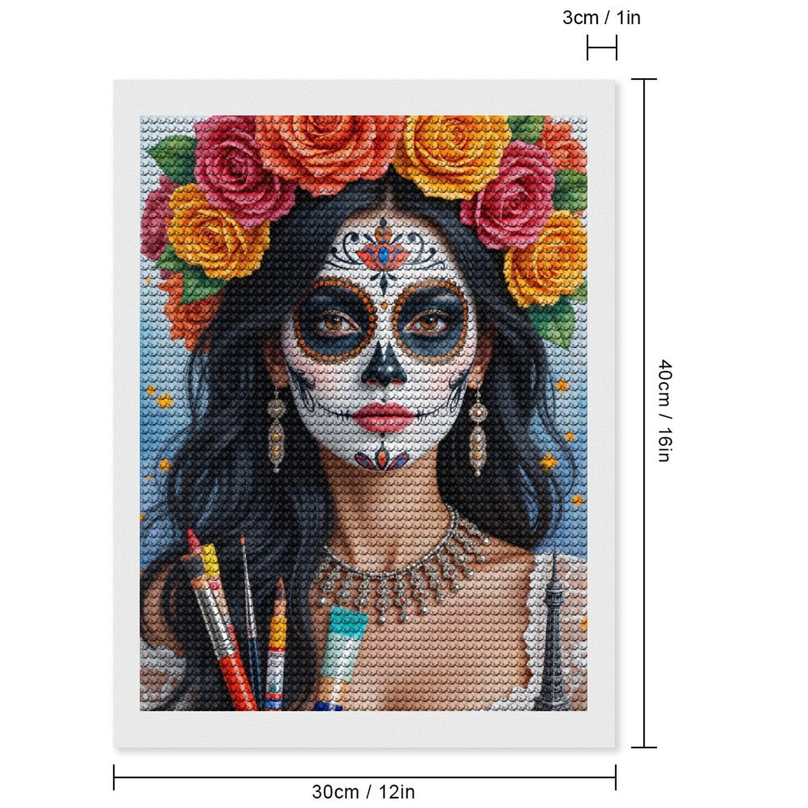 Diamond Art Kits for Adults, Colorful Painted Face Art Flowers 5D Diamond Painting Kits for Adults Beginners, DIY Full Drill Diamond Painting, Gem Art and Crafts 12x16