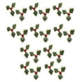 thumbnail image 1 of Naiovety 20 piezas 10MM Navidad acebo artificial baya hojas verdes ornamento simulación vívido grabado en relieve a prueba de decoloración Kits de decoración para fiestas Hoja de frutos rojos, 1 of 6