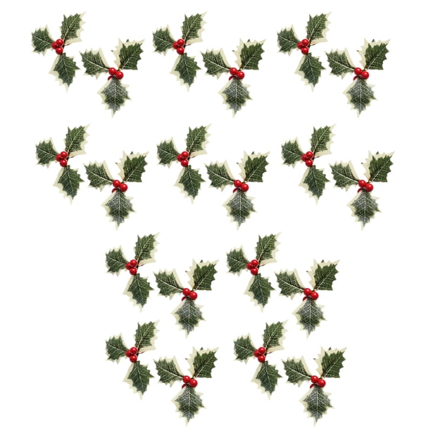 Matsuzay 20 piezas, 10MM, acebo, bayas, hojas verdes, ornamento, simulación, vivo, reutilizable, a prueba de decoloración, artesanías Kits de decoración para fiestas Hoja de frutos rojos