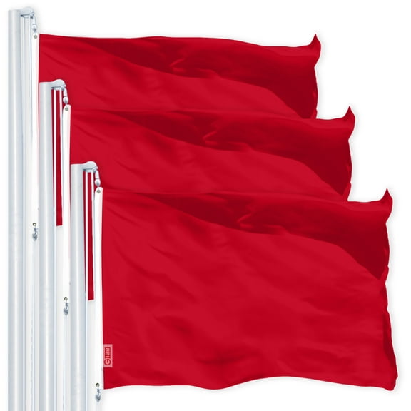 Solid Red Color Flag 3x5FT 3-Pack Printed 150D Polyester By G128