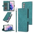 thumbnail image 1 of Skin-Friendly Wallet Case for Samsung Galaxy S22 Plus, Premium PU Leather Shockproof Card Slots Cash Holder Flip Cover with Kickstand Folio Magnetic Clasp Wrist Hand Strap Handbag Case,Blue, 1 of 8