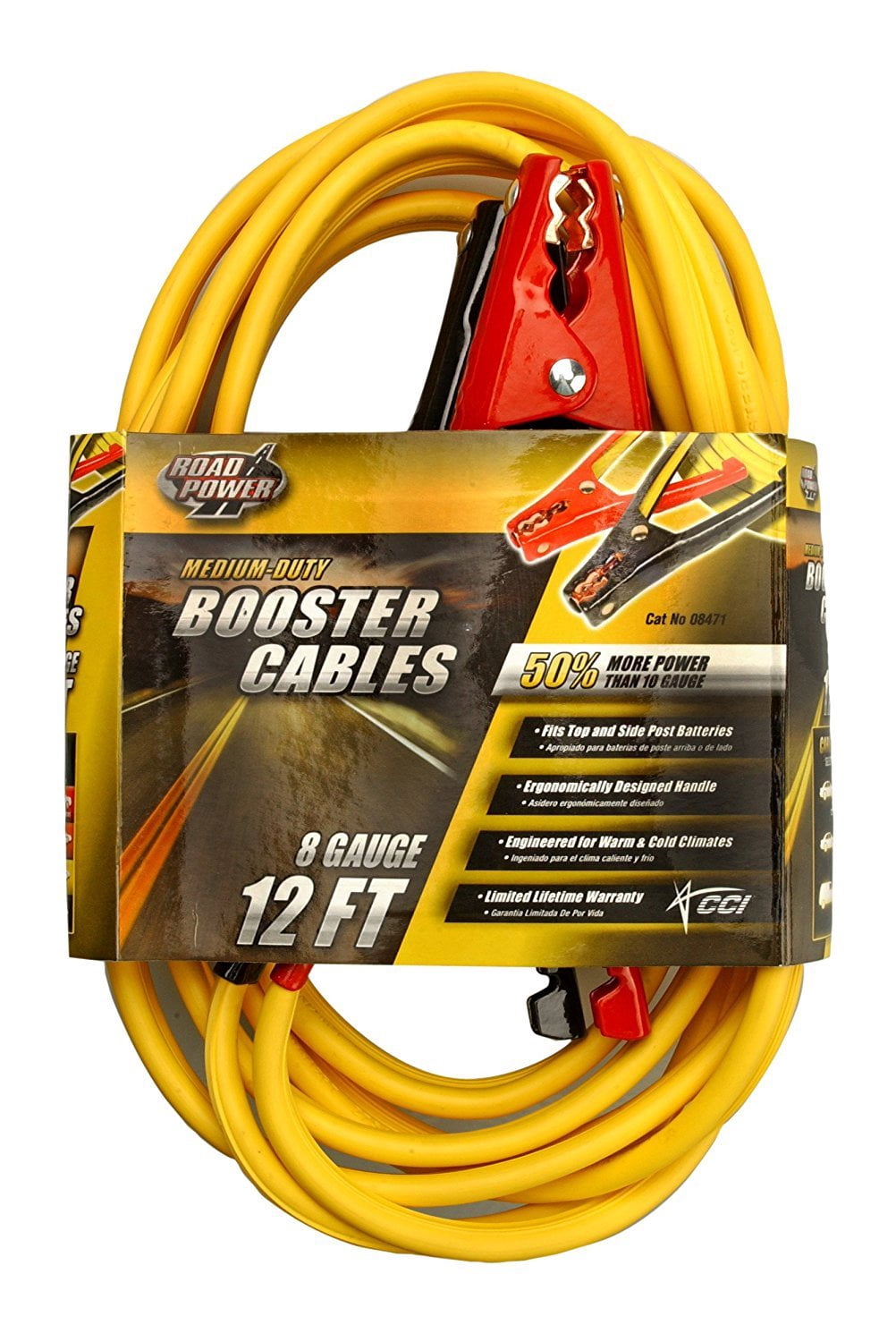 Master Mechanic 08471-TV-02 Jumper Cables, 8 Gauge, 12-Ft. - Quantity 1