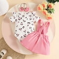 thumbnail image 5 of mgoYE Baby Girls Clothes 3 Months Newborn Baby Girl Clothes Summer Outfit Short Sleeve Ribbed Romper Floral Suspender Overalls Shorts Set(Pink,12-18 Months), 5 of 9