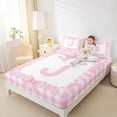 thumbnail image 4 of jejeloiu Monogrammed J Letter Queen Sheet Sets,Cute Cartoon Bowtie Bed Set For Bow Girl 4-Piece, 4 of 7