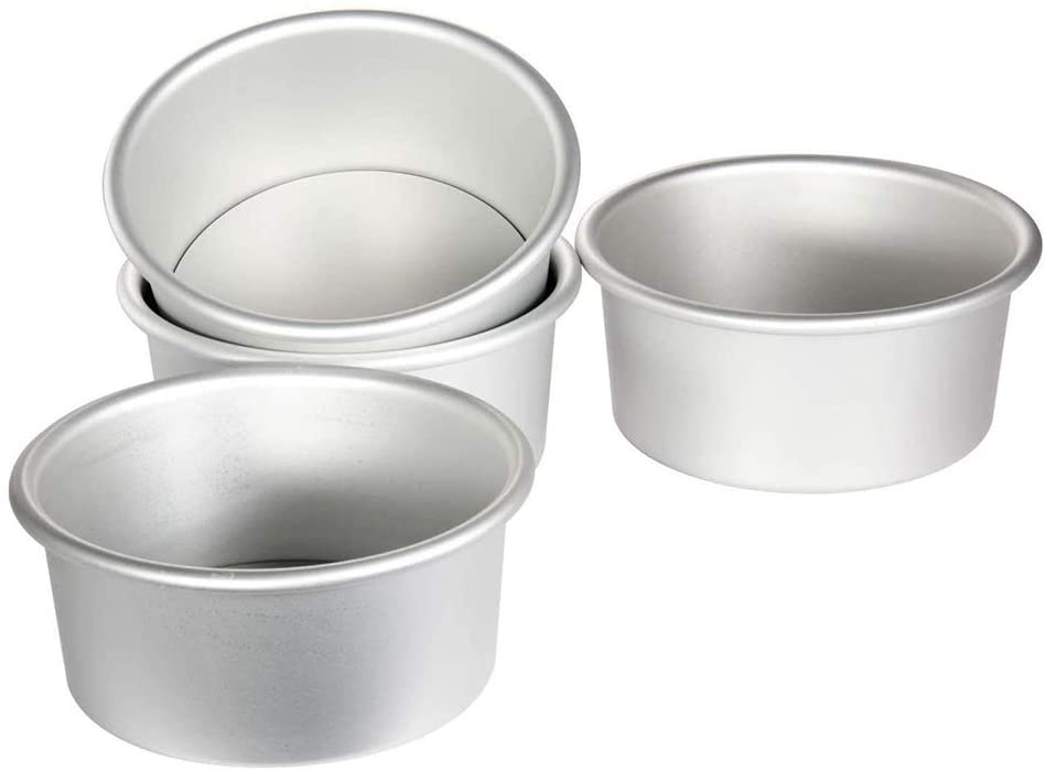4 Pcs Round Cake Pans,6 Inch Aluminum NonStick NonToxic Cake Pan Sets with Removable Bottom