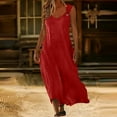 thumbnail image 5 of Ygbgbb Women's Summer Solid Color Dresses Flowy Spaghetti Strap Maxi Dress Loose Fit Beach Vacation Dress Trendy 2026 Outfits Red L, 5 of 8