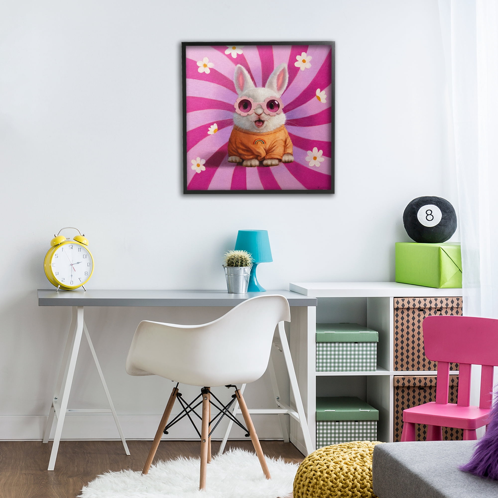 Stupell Industries Good Vibes Only Rabbit Black Framed Giclee Art, design by Lucia Heffernan