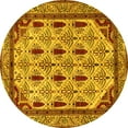 thumbnail image 1 of Ahgly Company Indoor Round Abstract Yellow Modern Area Rugs, 7' Round, 1 of 4