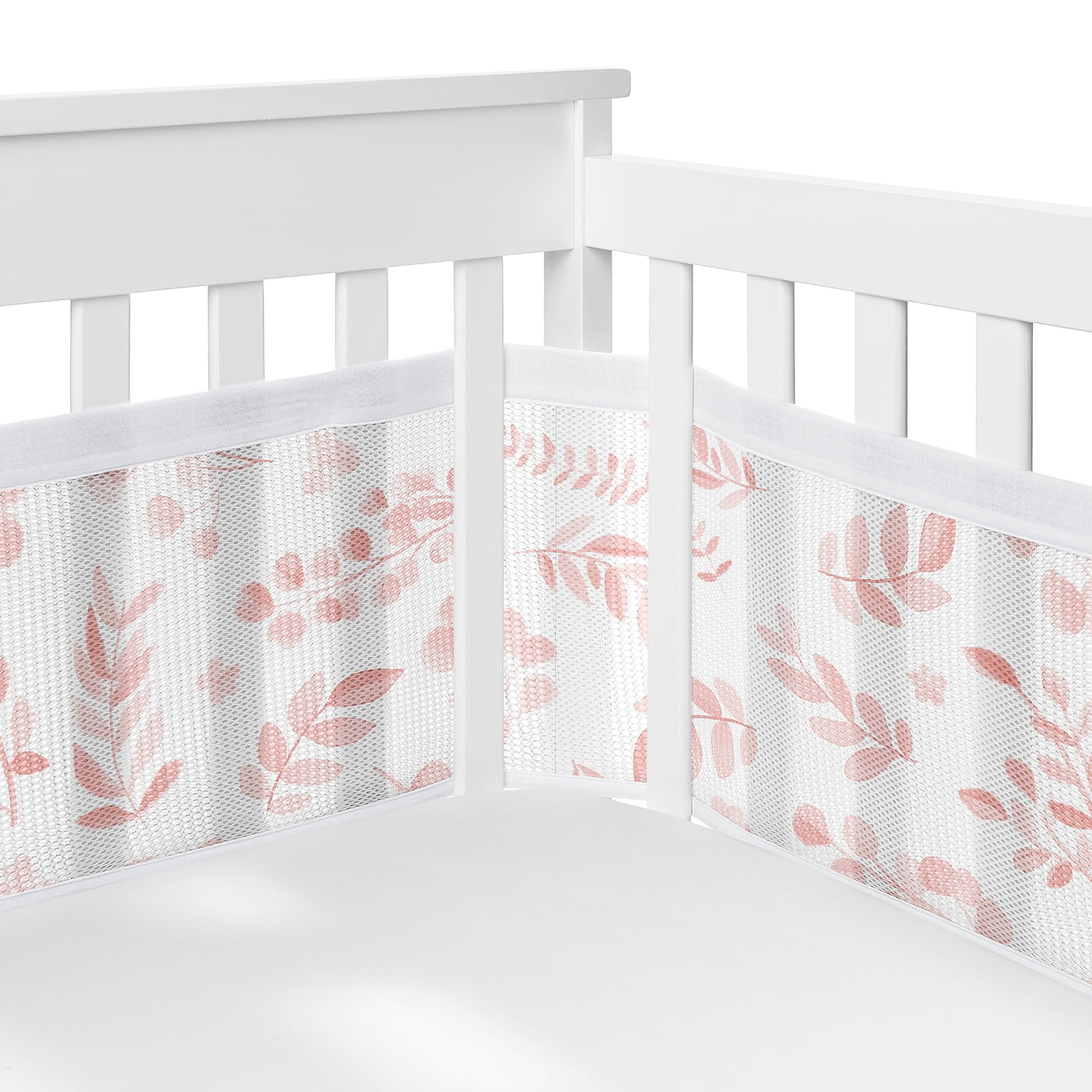 Sweet Jojo Designs Botanical Blush Pink Girl Crib Bedding + BreathableBaby Breathable Mesh Liner