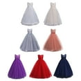 thumbnail image 5 of Girls Lace Bridesmaid Dress Long A Line Sleeveless Wedding Pageant Dresses Bowknot Tulle Party Gown,3-14T, 5 of 5