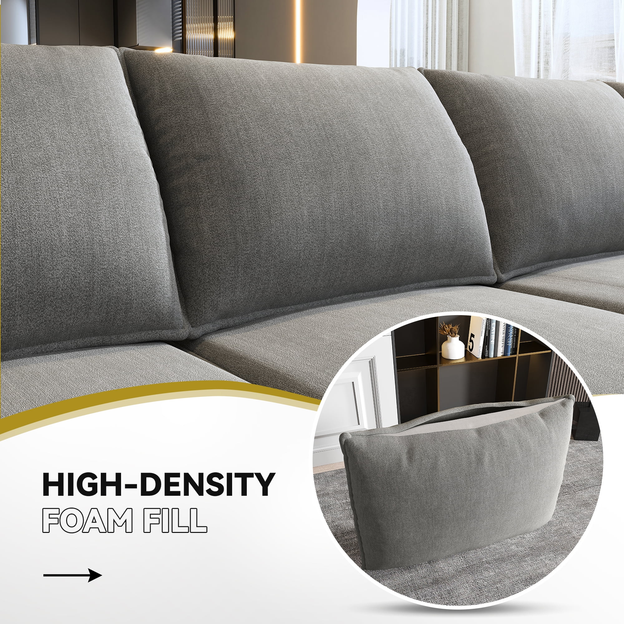 Buy HONBAY Modular Sectional Sofa Couch with Convertible Chaise, U ...