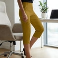 thumbnail image 4 of Qgtaibl Women's Cropped Dress Pants High Waisted Pleated Straight Leg Pants Solid Color Business Suit Trousers with Pockets Summer Capris Yellow XXXL, 4 of 9