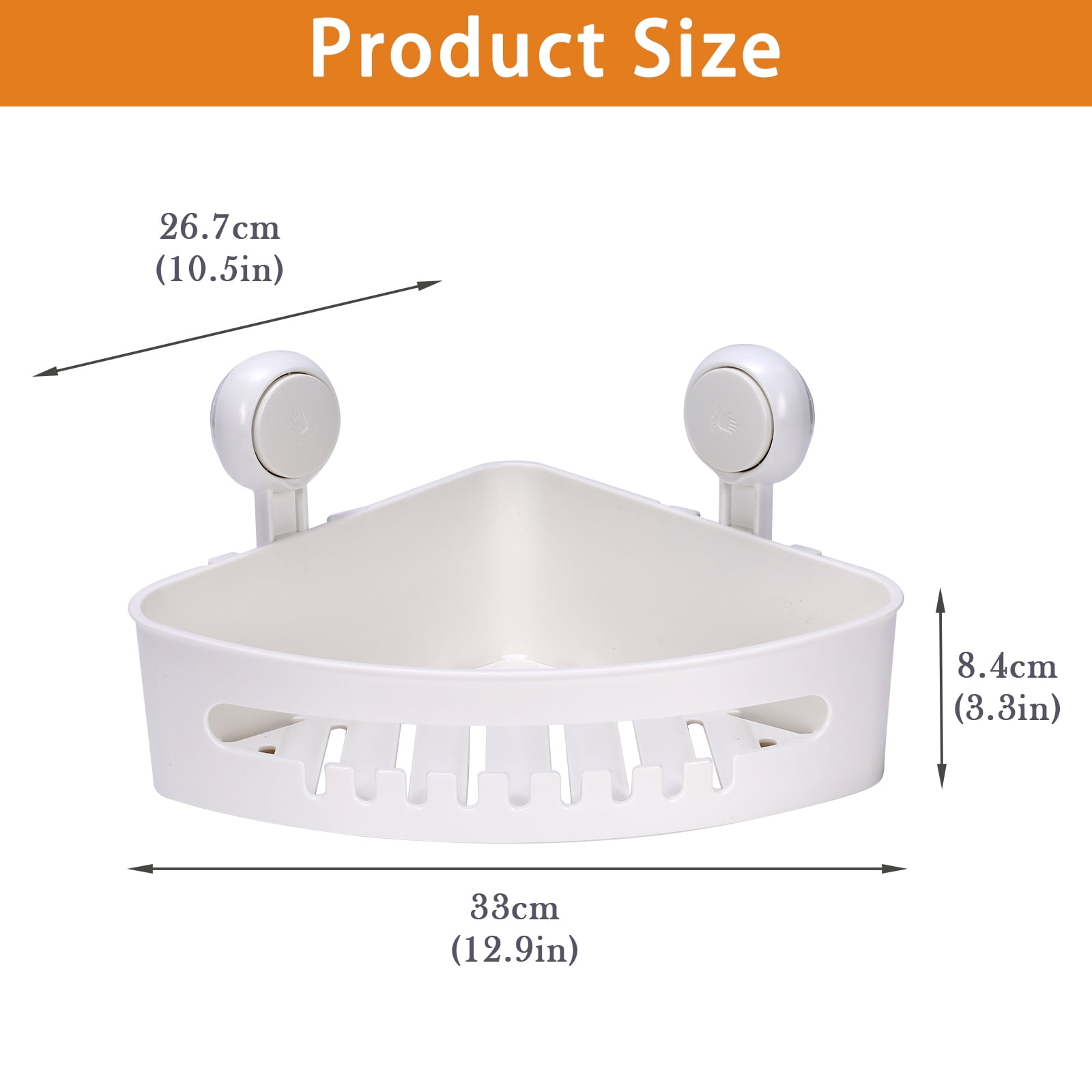 Pethiy Corner Bath Toy Organizer with Suction Cups & Drainage Holes, Space-Saving Bath Toy Storage Basket for Kids’ Bathroom (White)