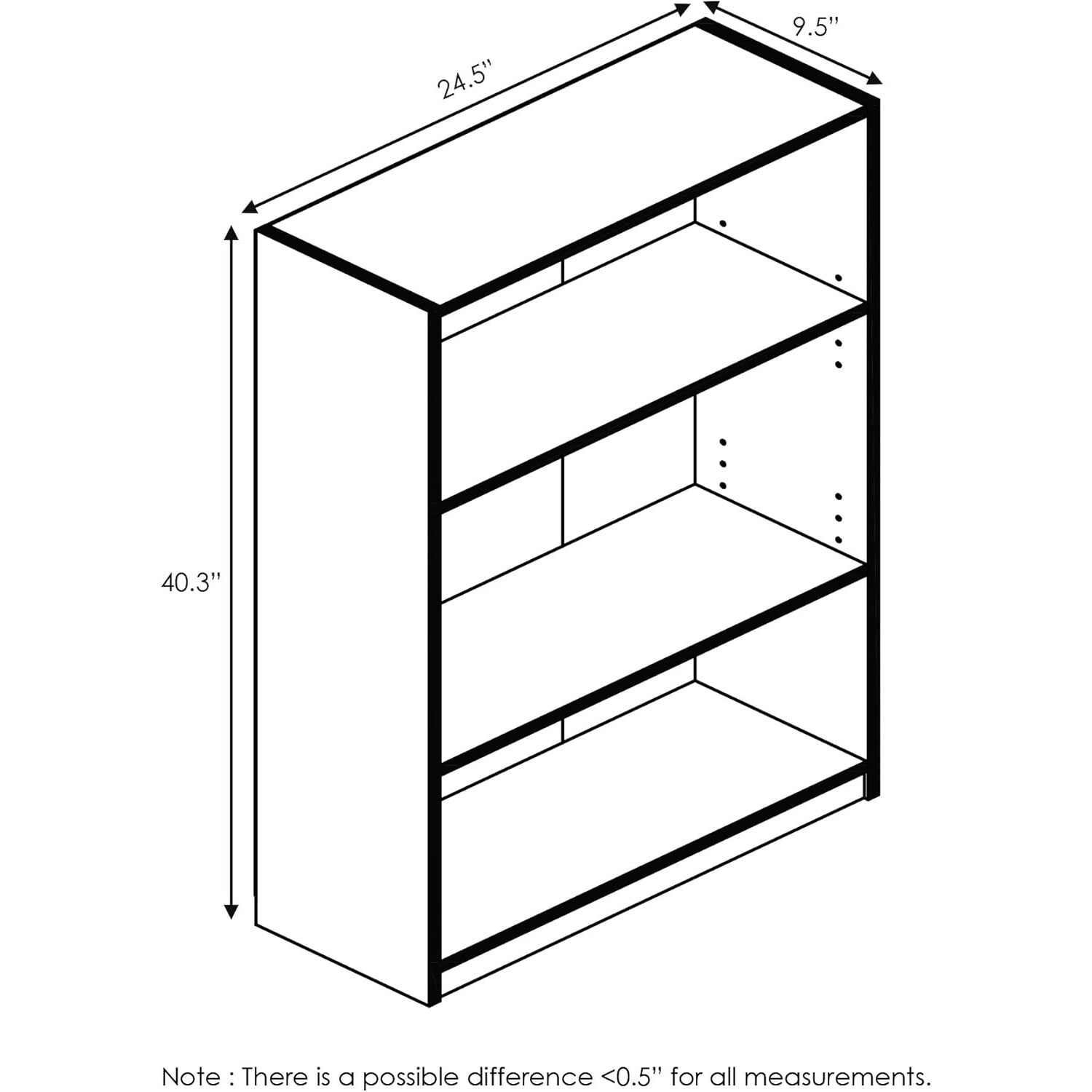 Furinno JAYA Simple Home 3-Tier Adjustable Shelf Bookcase, Columbia Walnut