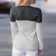 thumbnail image 5 of Camisa de gamuza a rayas de manga larga a la moda para mujer, blusa informal ajustada con parches L, 5 of 9
